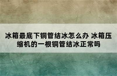 冰箱最底下铜管结冰怎么办 冰箱压缩机的一根铜管结冰正常吗